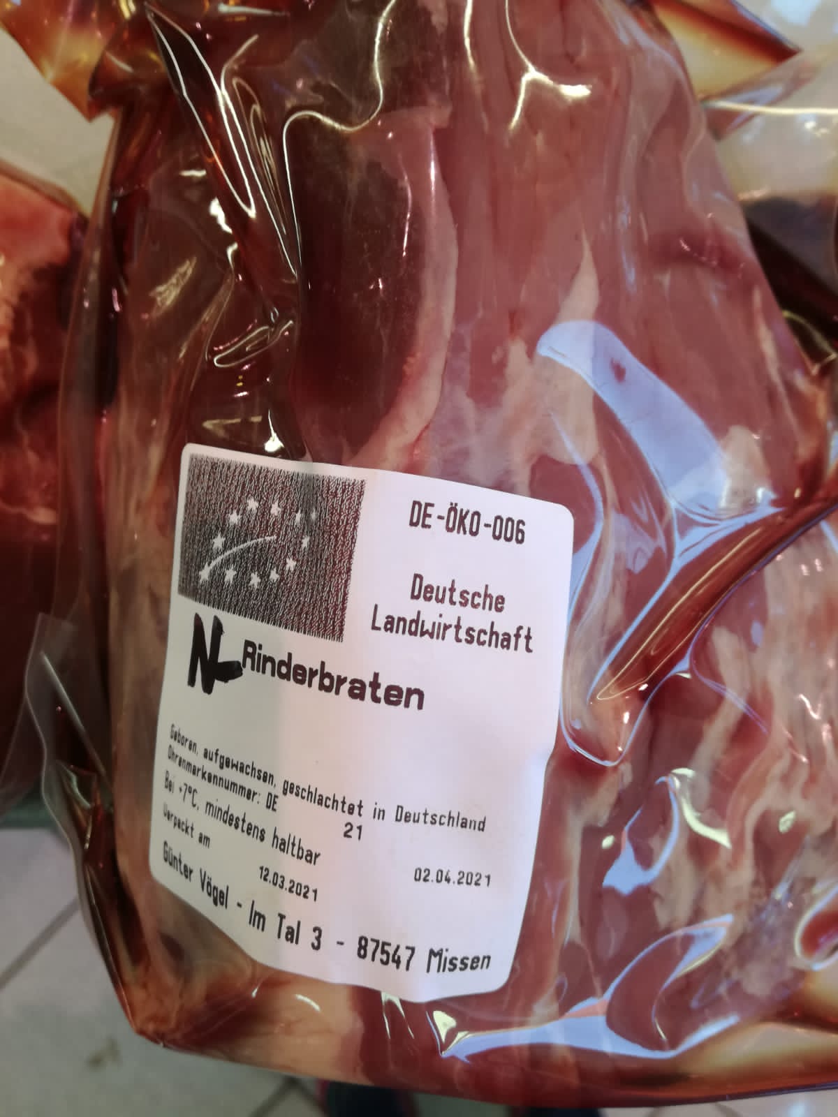 Sonjas Biofleischlaedele Missen Rinderbraten